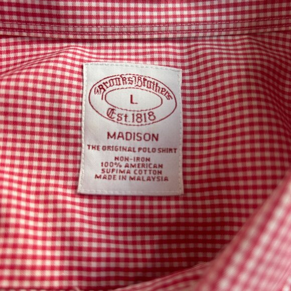 Brooks Brothers Madison Gingham Non-Iron Supima Cotton Button-Down Shirt Large - Picture 3 of 7